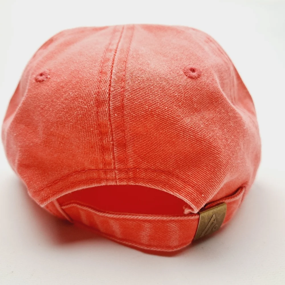 Yin Yang Flower Embroidered Relaxed Cotton Hat Cap Orange Washed Adjustabl…